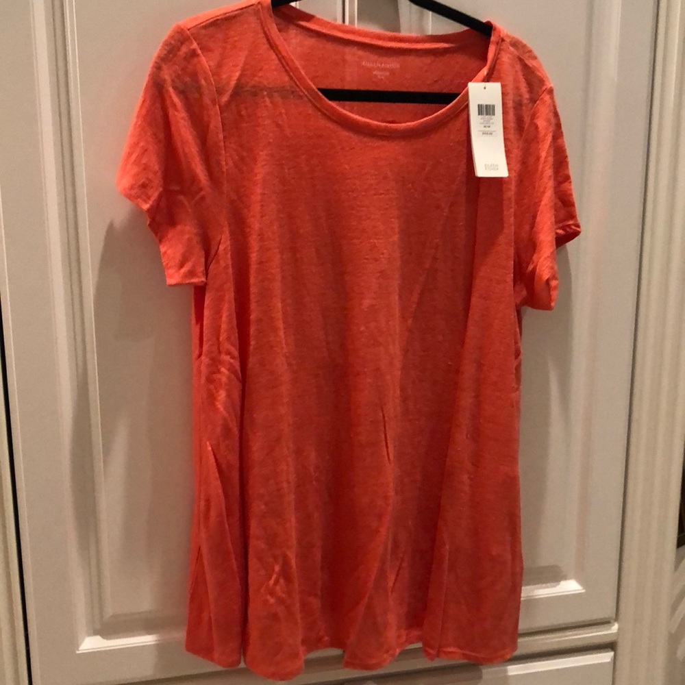 💕 Eileen Fisher Organic Linen Jersey Swing Short Sleeve Top